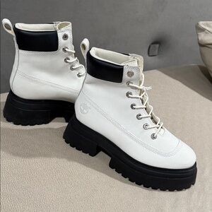 Timberland White and Black Combat Boots